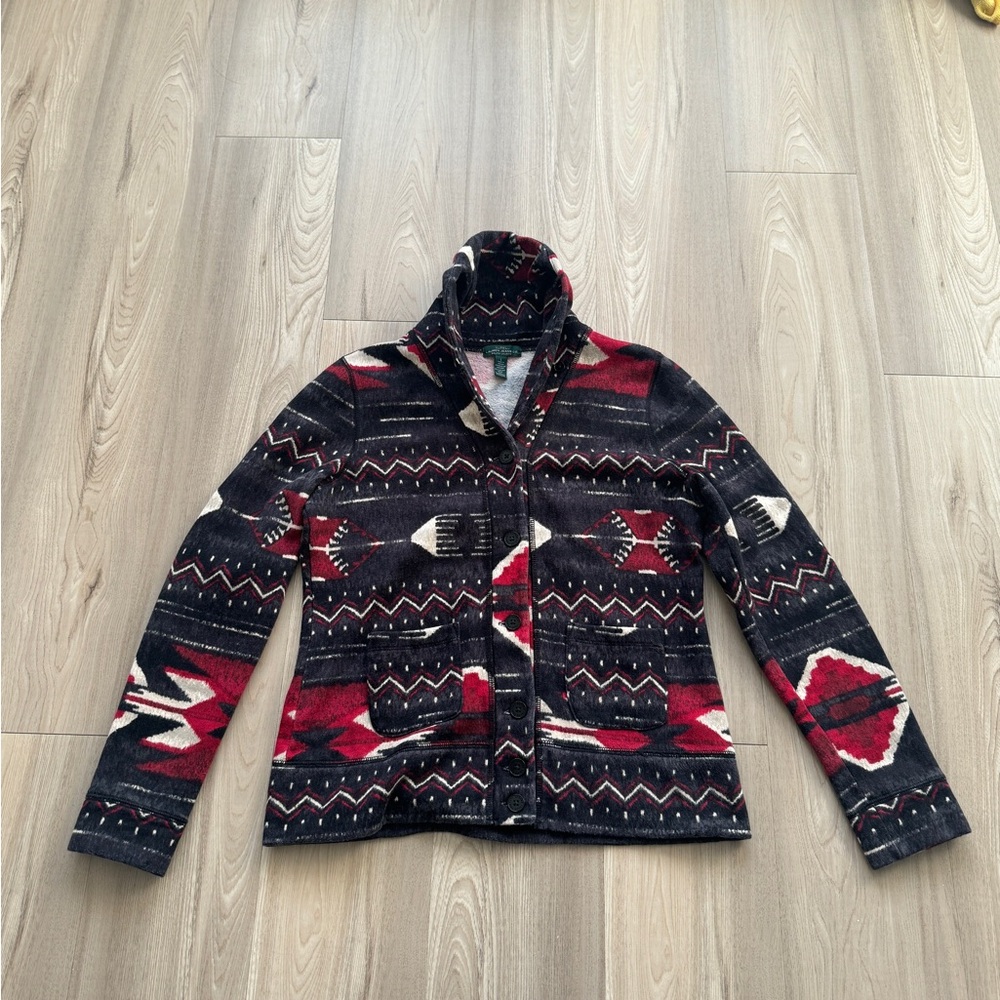 Ralph Lauren Aztec Western Cardigan Sweater Size Large